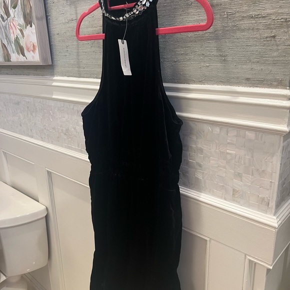 NWT new Anthropologie somerset velvet halter dress medium jewel beaded neck - Picture 13 of 17